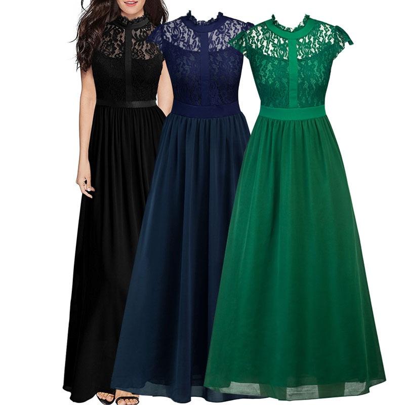 Elegante Vestido de Encaje Hueco para Mujer para Fiestas de Cóctel Ocasiones Formales de Noche