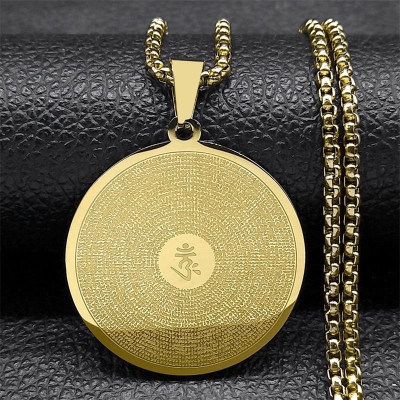 Buddhists Shurangama Mantra Pendant Necklace Sutra Gift For Women Men Amulets Titanium Steel Jewelry Gifts