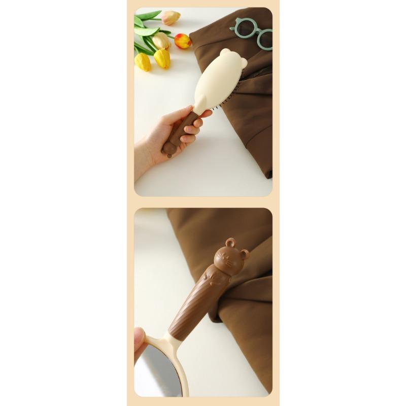 Cartoon Cat Comb Mirror Air Cushion Comb Massage Comb Portable Anti-static Fluffy Hair Comb for Women Air Bag