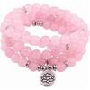 Natural Pink Crystal Bracelet with Lotus Ohm Pendant for Women - Buddhist Yoga Jewelry