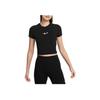 Sportswear Chill Knit Comfortable Fashion Casual Solid Color Short Sleeve Regular T-Shirt Women Tops Black IF2007-010