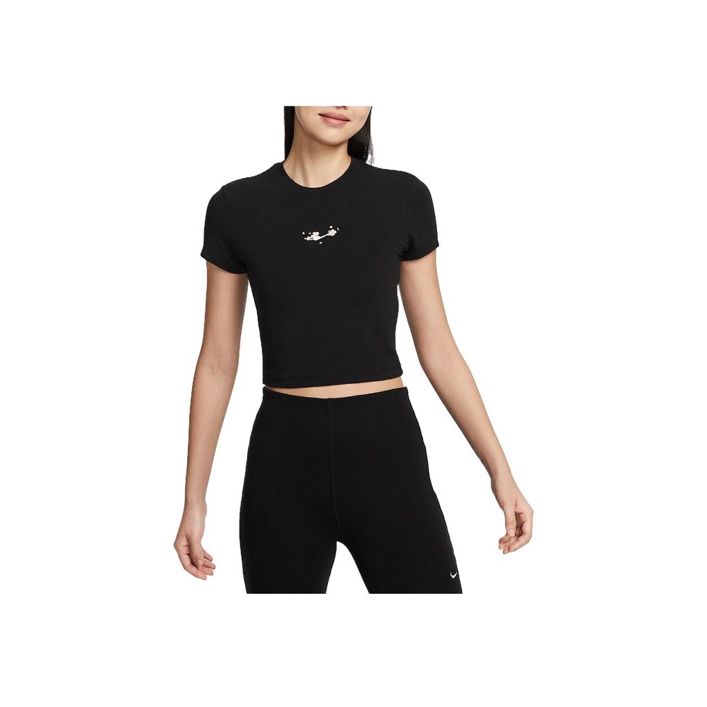 Nike Sportswear Chill Knit Comfortable Fashion Casual Solid Color Short Sleeve Regular T-Shirt Women Tops Black IF2007-010
