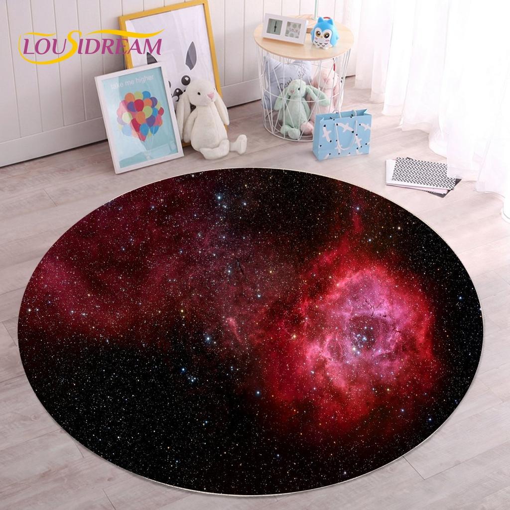 HD Galaxy Universe Space Stars Runder Teppich, Teppich für Wohnzimmer, Kinderzimmer, Sofa, Spielzimmer, Dekoration, rutschfeste Bodenmatte