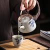 Japanese Style Ceramic Blue and White Antique Glaze Teacup Elegant Beautiful Teapot Kung Fu Kettle Coffee Mug Chinese Tea Pot