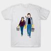 Men Black Print T-shirt Steve And Dustin (Stranger Things) No-Cut Transfer Paper Print Cotton Tshirt