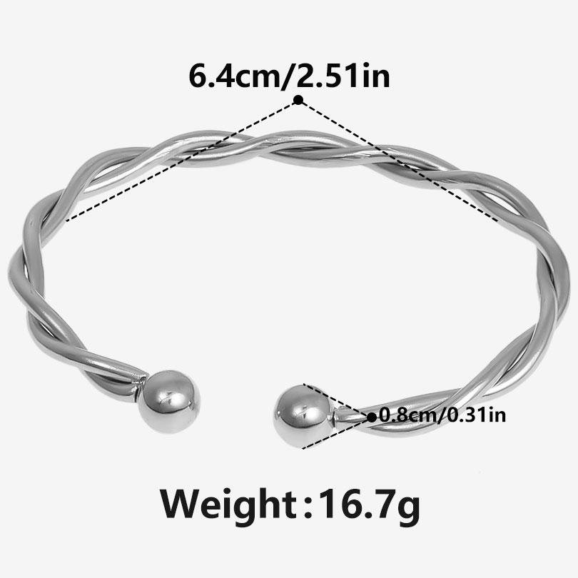 1pcs Wrist Bangles For Women Men Accessories Stainless Steel Jewelry No Fade Twist Beads Double Layered Open Bracelets Bangle