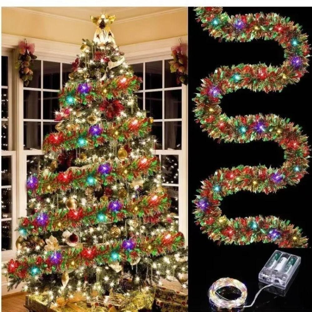 Hanging Led Christmas Tree Garland 5M/16FT Christmas Ribbon Shiny Hanging Tinsel Garlands New Year