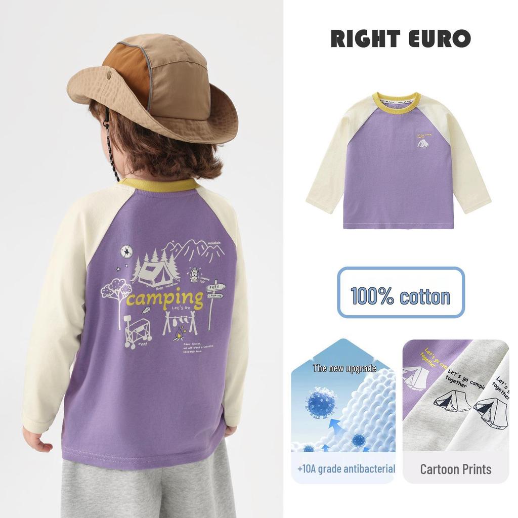 2026 Trendy Boys' Pure Cotton Long-Sleeve T-Shirt for Spring and Fall