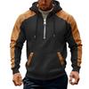 Men's Retro Color Block Velvet Hoodie - Autumn/Winter Trendy Sporty Casual Sweatshirt