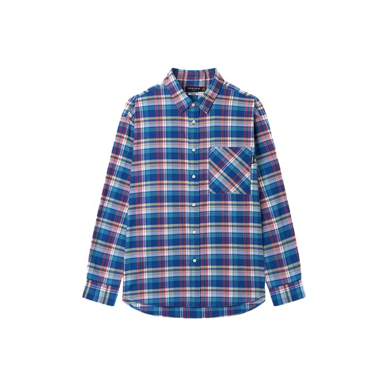 

Teenie Weenie Men s Loose Brushed Plaid Lapel Shirt L