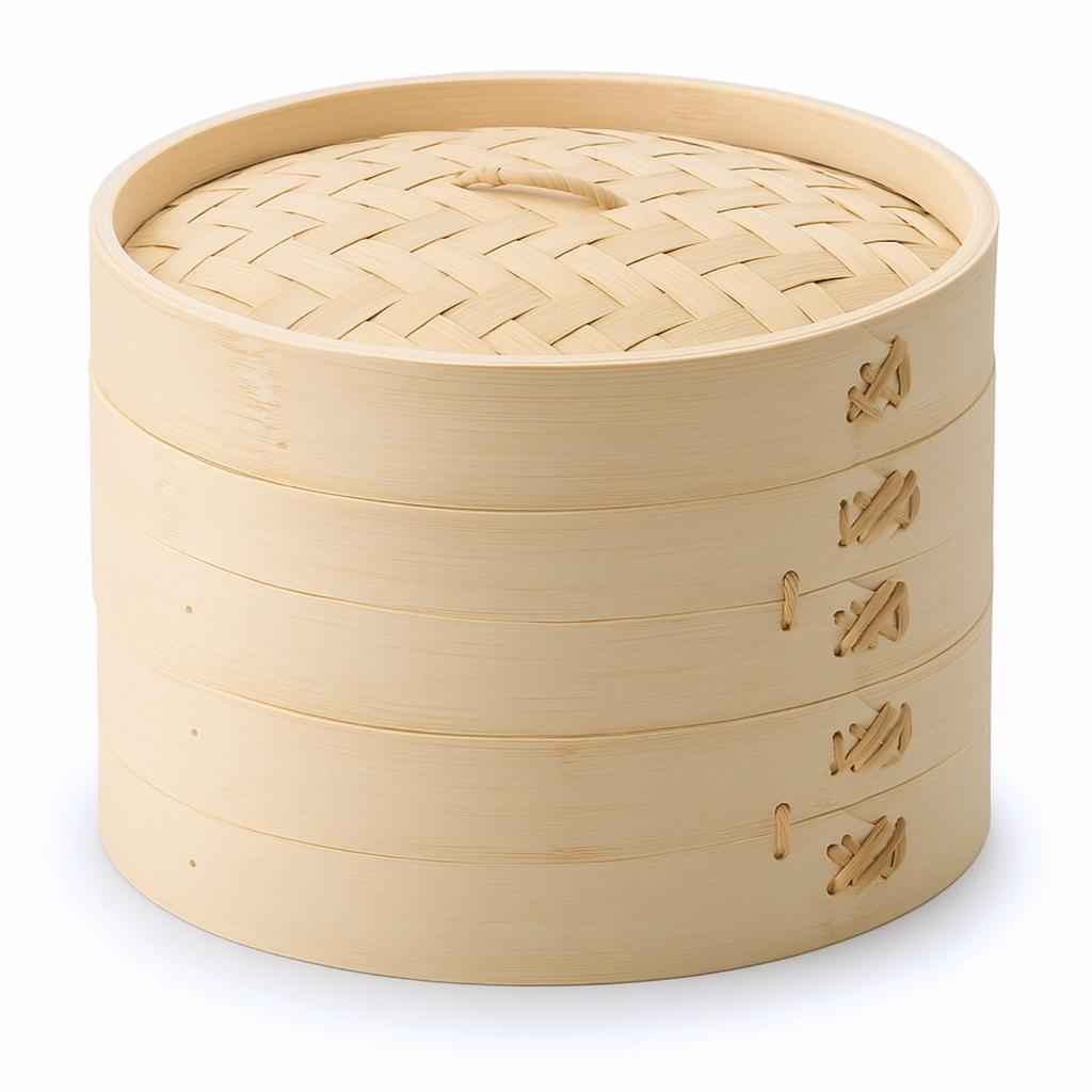 Heist Bamboo Steamer 24cm Steamer Basket with Dedicated Cooking Sheet Natural Bamboo Professional Grade Suitable for Home and Commercial Use Steam