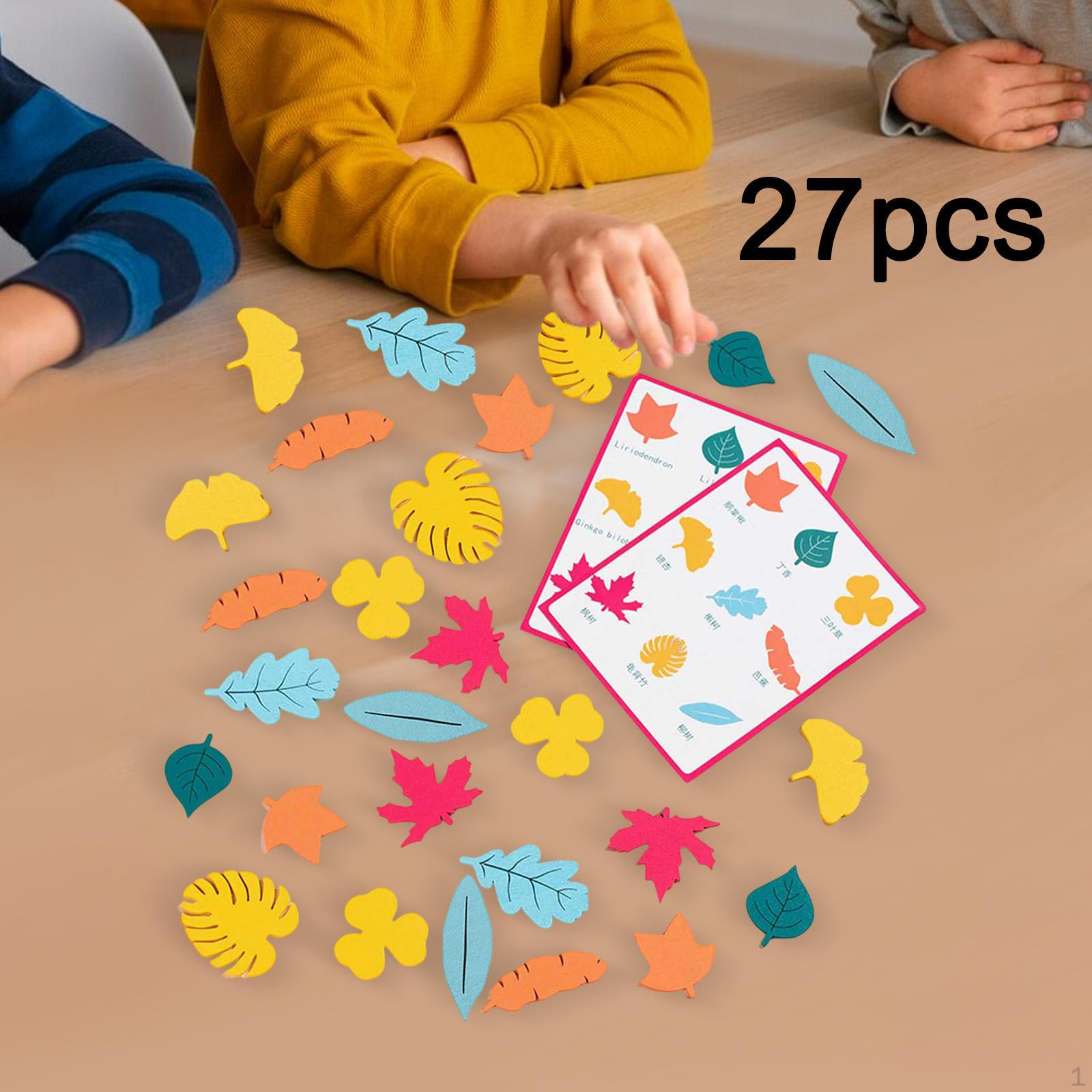 

27x Wooden Leaf Identification Toys Learning Early Educational Color Shape Sorting Toy for Boys