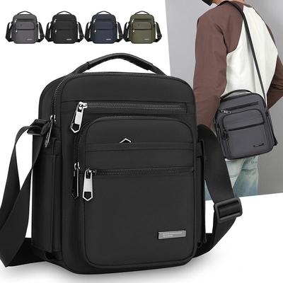Men Multi-layer Shoulder Bag Fashionable Casual Lightweight Nylon Crossbody Bag for Daily Outing Commuting Small Handbag