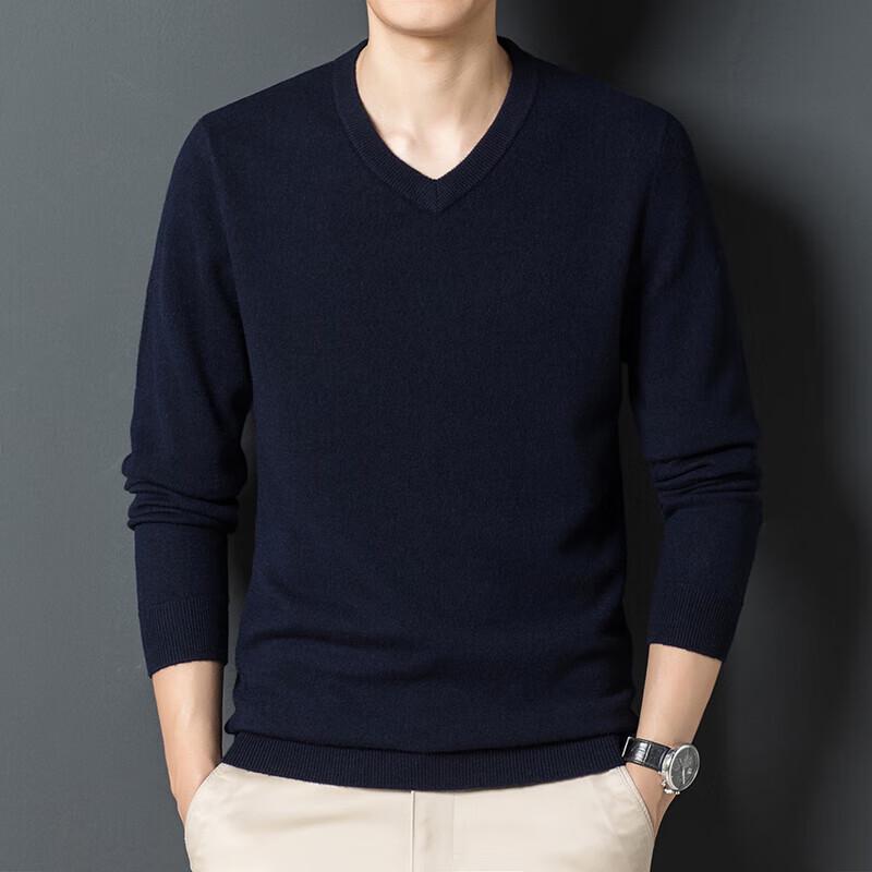 

Yiliteng Men s 100% Wool V-neck Sweater L