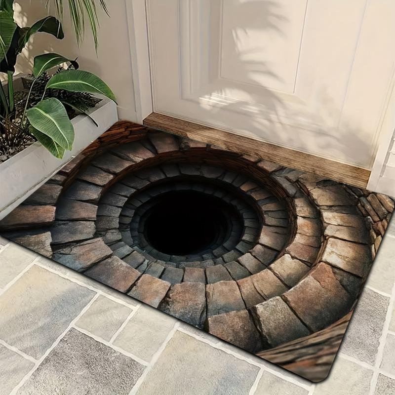 3D Stone Pit Illusion Floor Mat - Creative and Surface For Kitchen Home Bathroom Porch Balcony Bathroom Accessories Decorative