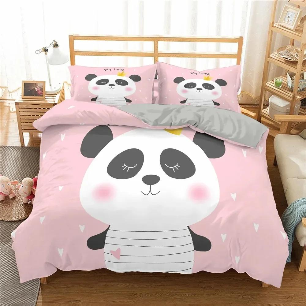 Luxury New 3D Print Bedding Set Panda Duvet Cover Set Teens Boys Girls Cartoon Animal Quilt Cover Queen Size Pillow Case