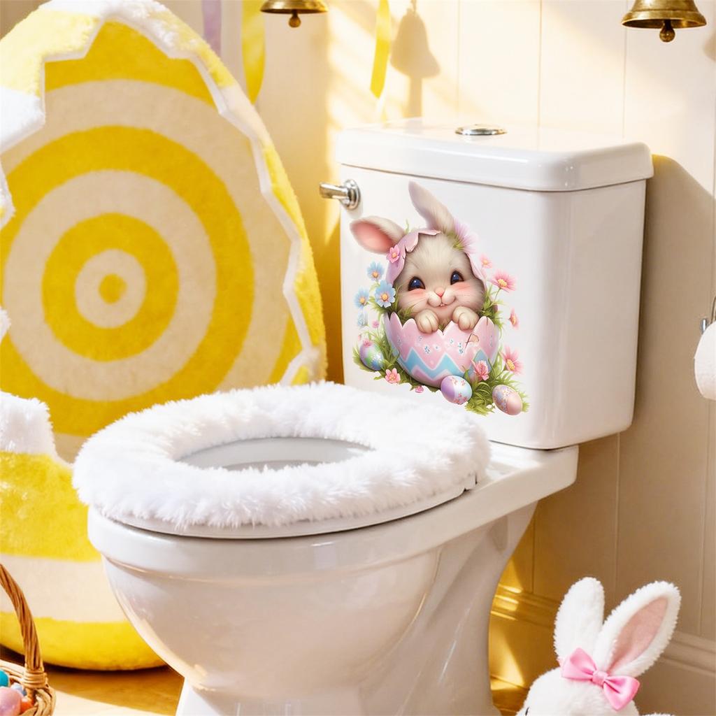 Easter EggshellRabbitFlower Decoration Stickers Living Room Background Wall Bathroom Toilet Cover Stickers