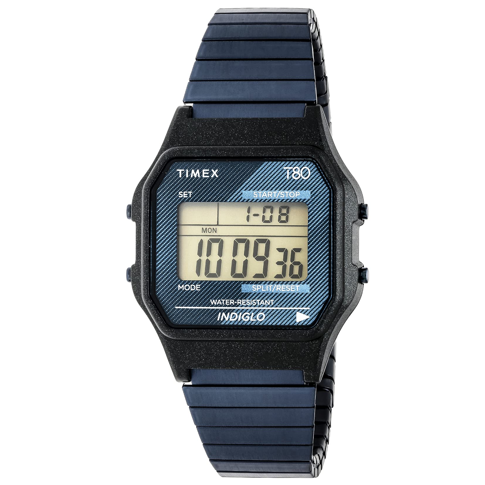 

[TIMEX] Наручные часы Timex T80 Синий циферблат Резина Акрил Кварцевые Цифровые 30ММ Америка Часы TW2U93800 Синий