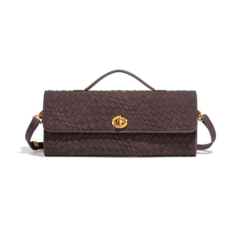 

25 frosted new woven bag, shoulder baguette bag, niche high-end horizontal model, hand-held dinner bag, crossbody mobile phone bag, women