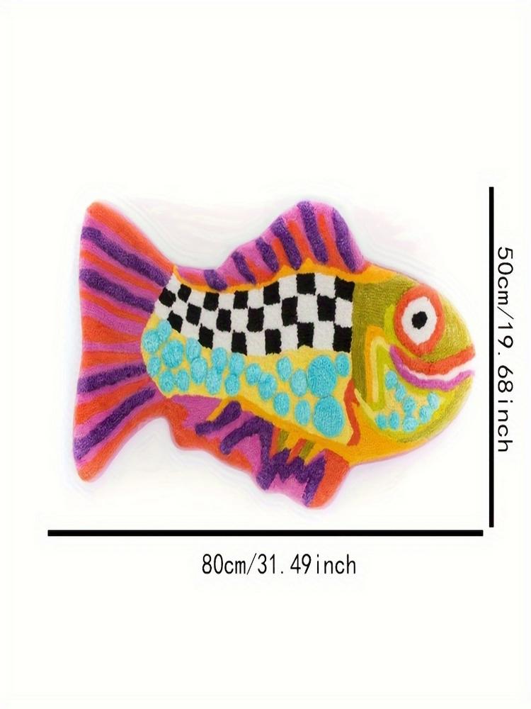 

Colorful Fish Carpet Creative Doormat Rug For Bedroom Living Room Carpet Non-Slip Thick Absorbent Bathroom Carpet Home 40X60CM (1.3X2FT