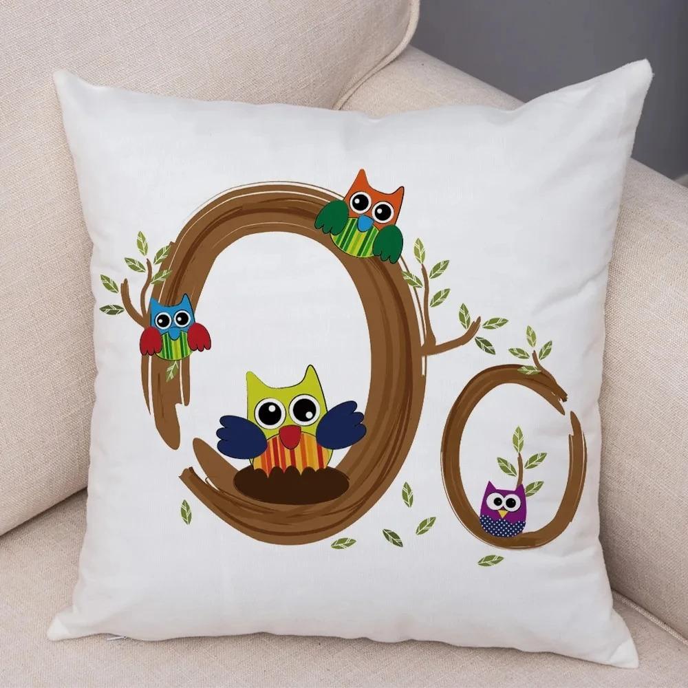 Owl Letter Decorative Pillowcase Car Ornaments Office Living Room Sofa Home Pillowcase