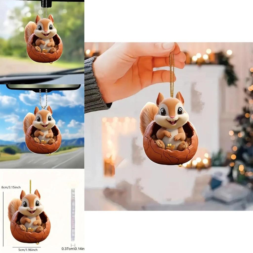 Adorable Acrylic Squirrel Car Pendant Cute Keychain Backpack Decoration Gift