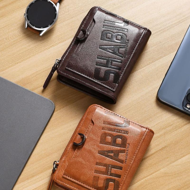 Fashion Men Wallets Leather Zipper Purse Money Clip Man Card Holders Male Short Multi-Card Wallet Coin Purse New Year Gifts