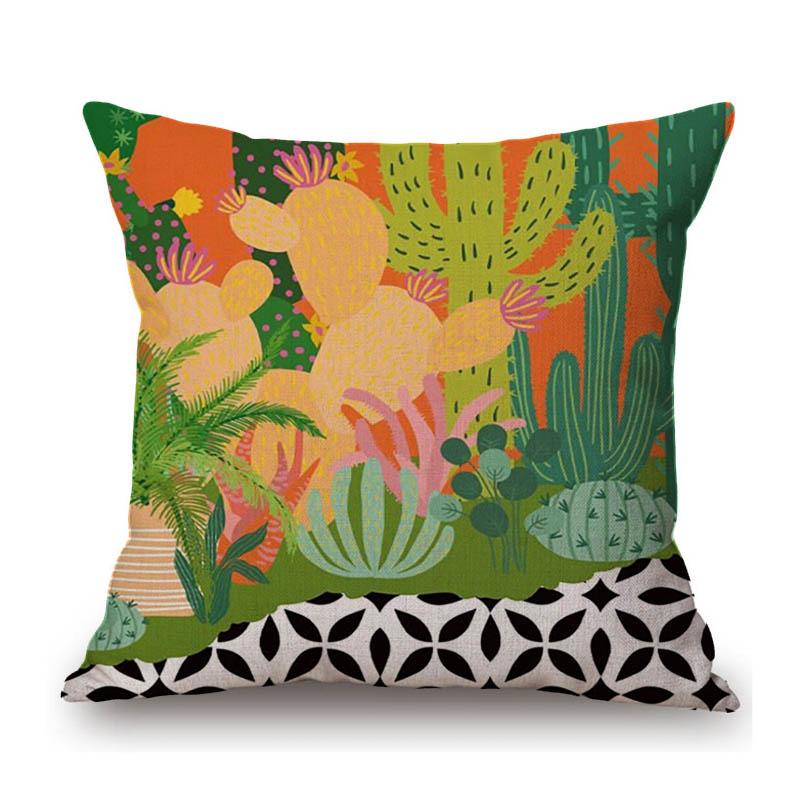 Botanical Tropical Plant Leaf Modern Art Cactus Home Decoration Sofa Throw Pillow Case Cotton Linen Chair Cushion Cover Case