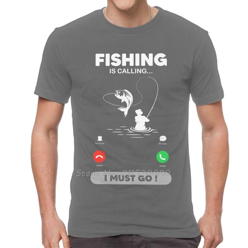 Fishing Is Calling I Have To Go T Shirt Men Cotton Tshirt Angling Fisherman Tee Graphic Tshirt Gift Streetwear Harajuku