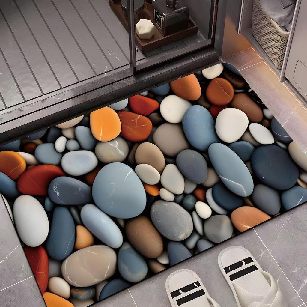 Colorful Pebble Diatom Mud Absorbent Bathroom and Shower Mat