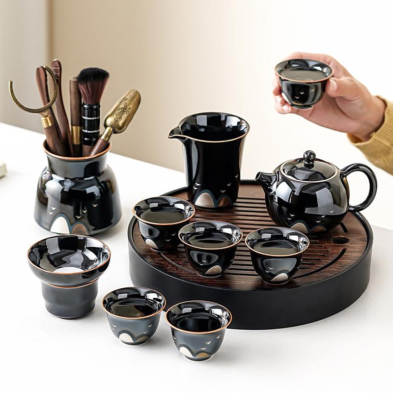 New Chinese Style Black Glazed Xishi Teapot Kung Fu Teaware Sets Suitable for Home Use Reception Small Set Business Gift