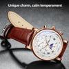 CHENXI 976 Men's Quartz Wristwatch Calendar Moon Phase Leather Strap Waterproof Business Luminous Chronograph Watches for Men