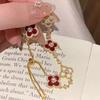 Fashionable Lucky Four-leaf Clover Natural Mother-of-pearl Pull-out Bracelet for Women A Light Luxury and High-end Floral Jewelry Accessory