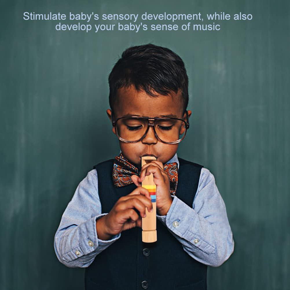 Kinder Holzpfeife Flöte Ziehen Schieben Pfeife für Kinder Pädagogisches Lernspielzeug