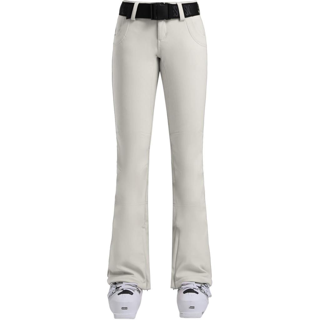 New Women's Slim Fit Ski Pants: Elastic, Double-Layered, Velvet-Lined, Windproof, Waterproof, Breathable, Solid Color.