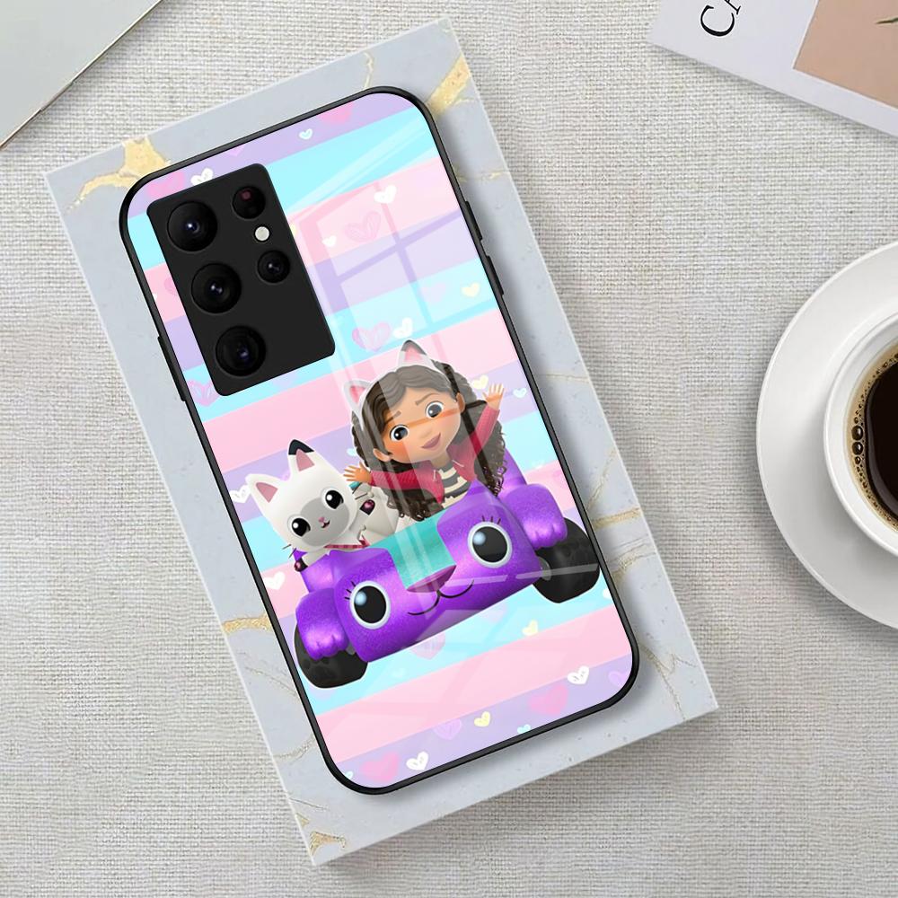 Cartoon Gabbys Dollhouse Phone Case For Samsung S26 S25 Edge Ultra 23 22 21 20 Ultra Plus S24 Fe Glass Cover