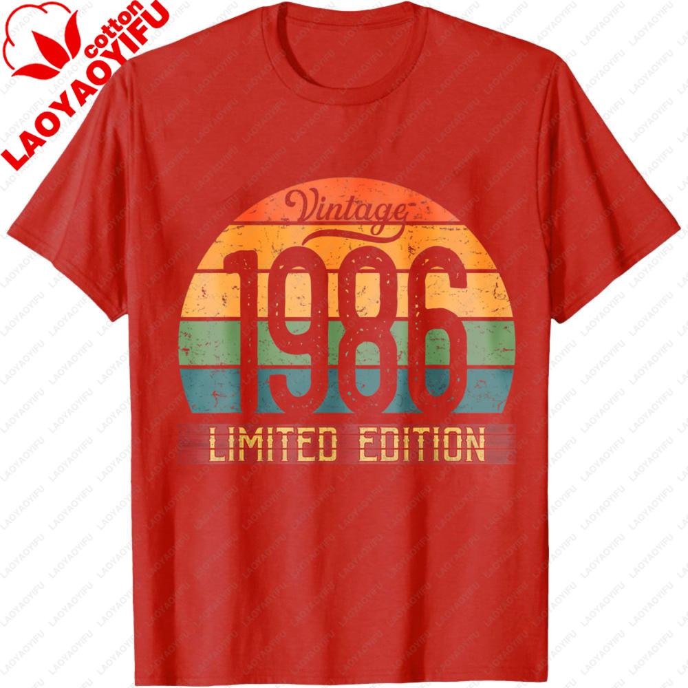 

Vintage 1986 Limited Edition Summer TShirt Retro Style Birthday Gift Clothing Unisex Women Unisex Casual Daily Life Cotton Tops S