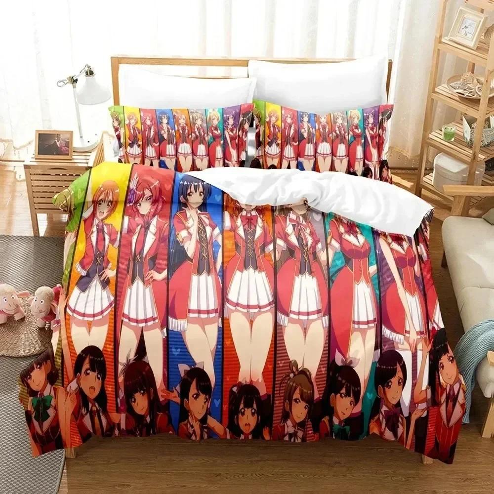 3D Print Anime Love Live! School Idol Festival Comfortable Duvet Quilt Cover Pillowcase Bedding Set Decoration Home Textile