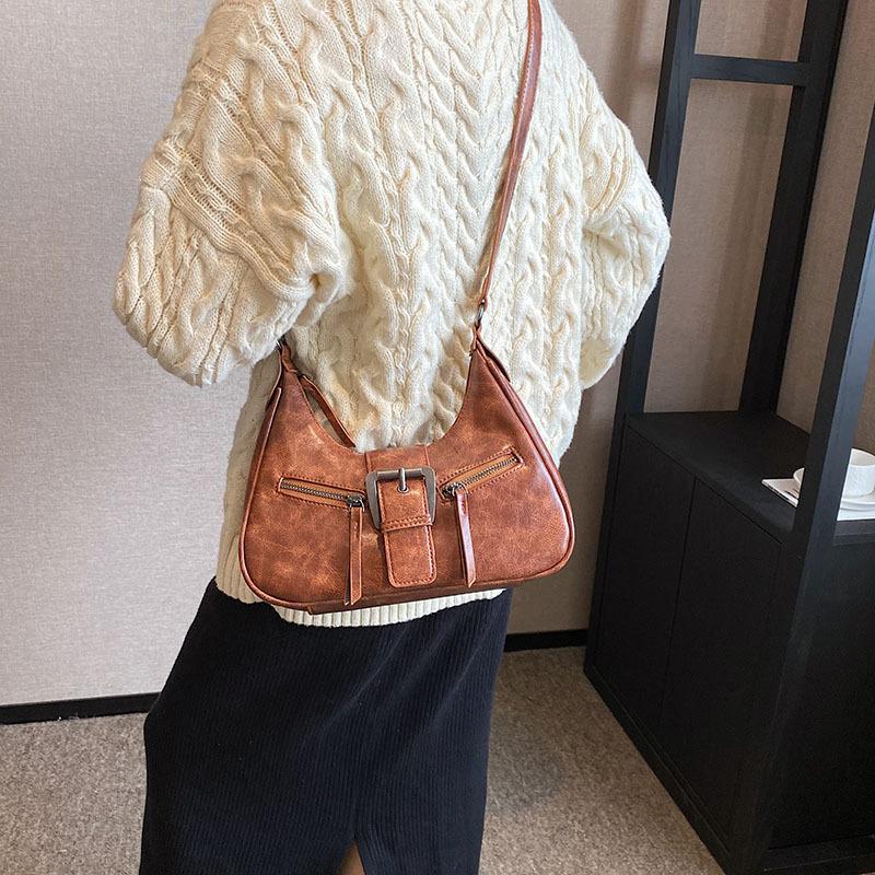 

Underarm bag women s autumn and winter Maillard retro women s bag fashionable versatile single shoulder crossbody portable crescent bag 28*8*22 коричневый