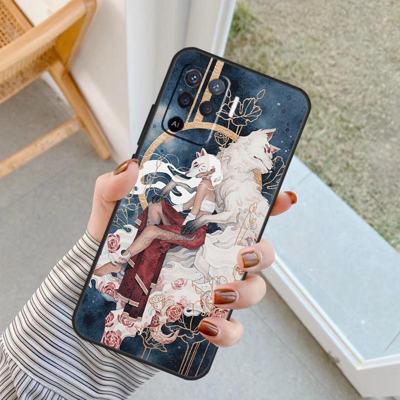 Japanese Style Anime Fox Case For Oppo A94 A74 A54 A80 A60 A40 A18 A38 A58 A78 A98 A96 A76 A16 A15 A17 A57 A77 A5 Pro