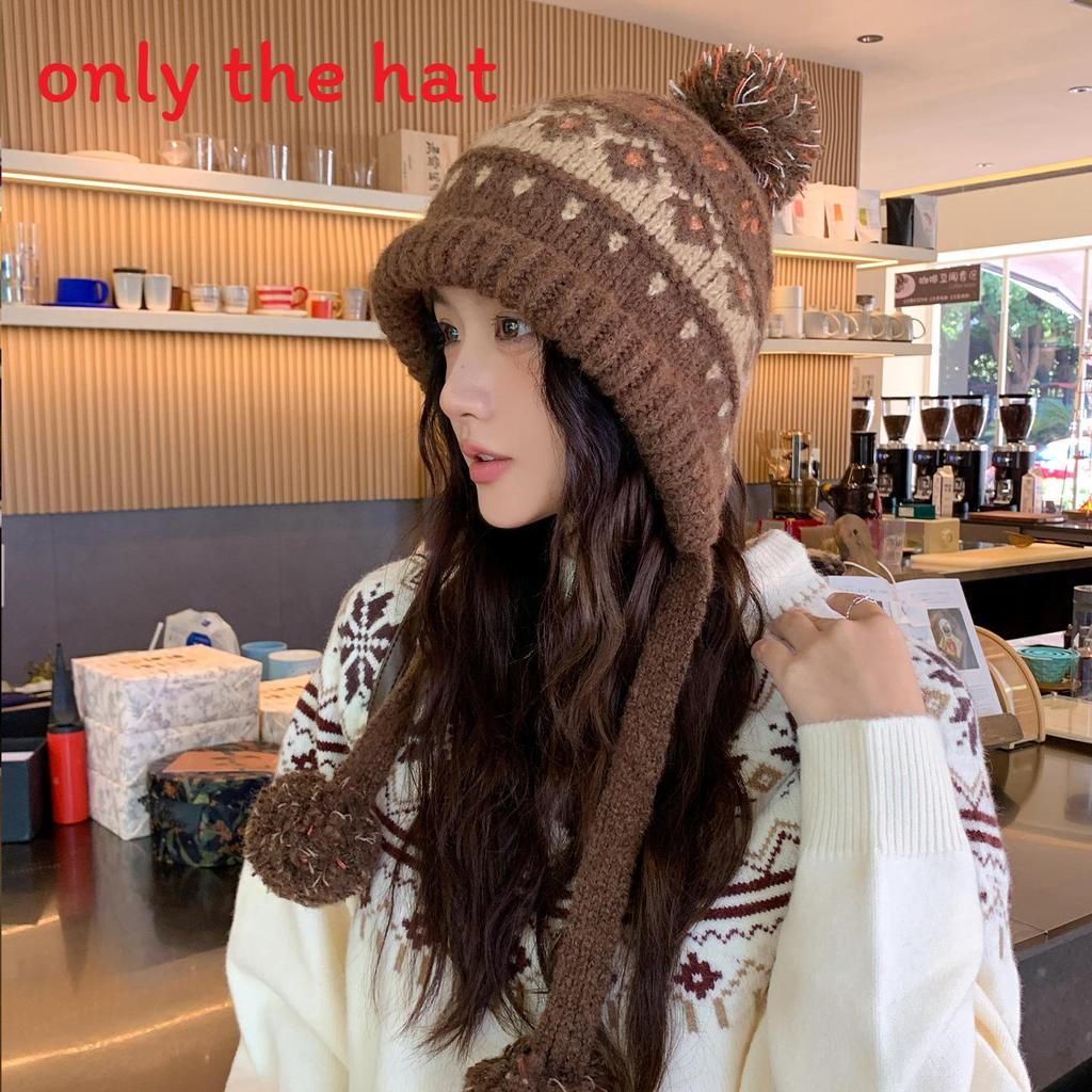 Vintage Knit Beret Wool Blend Warm Hat For Autumn Winter Women