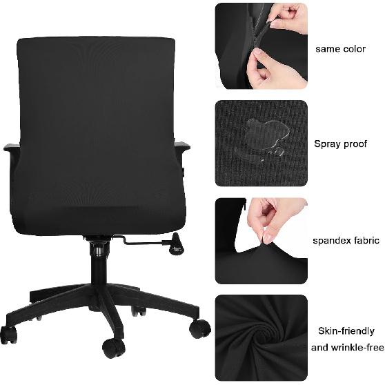 Tallew Office Chair Cover Stretchable Computer Universal Chair Seat Covers Removable Desk Chairs Slipcovers Washable Office Cushion Backrest for