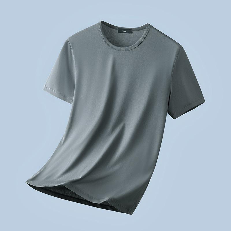 Men's Solid Color V-Neck T Shirt Casual Slim Fit Breathable Short Sleeve Basic Top for Daily Wear Brown