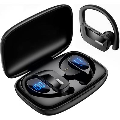 Kabellose Sport-Ohrhörer, Bluetooth-Kopfhörer, Ohrhörer mit Ohrbügel, Mikrofon, LED-Ladeanzeige, Ladeetui, In-Ear-Kopfhörer-Headset für das Training im Fitnessstudio