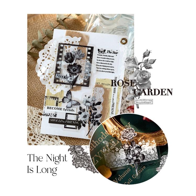 30PCS/Pack PET Lace Stickers Pack White and Black Theme Sticker for Scrapbooking Diary Decoration