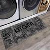 Schwarzes Küchenmatten-Set - Buchstabendesign Flanell-Fußmatte, Waschbarer, lichtbeständiger Stehpolster für Schlafzimmer- und Wohnzimmerdekoration