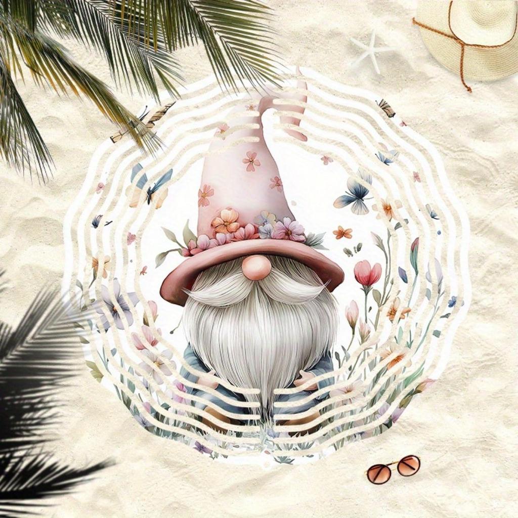 1pc Metal Wind Chime with Flower Gnome and Butterfly Design 360 Swivel Hook for Garden Patio Balcony Indoor Outdoor Holiday Decor