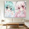 Sonico & Anime Mi-Kku Girl Tapestry Cute Pink Mint Wall Hanging For Teen Bedroom Dorm Decor Multiple Size