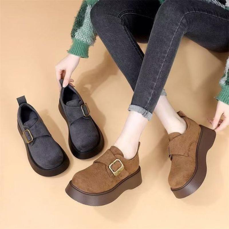 New Thick-soled Women's Anti-slip Shoes, Round Toe, Versatile and Casual Single Shoes