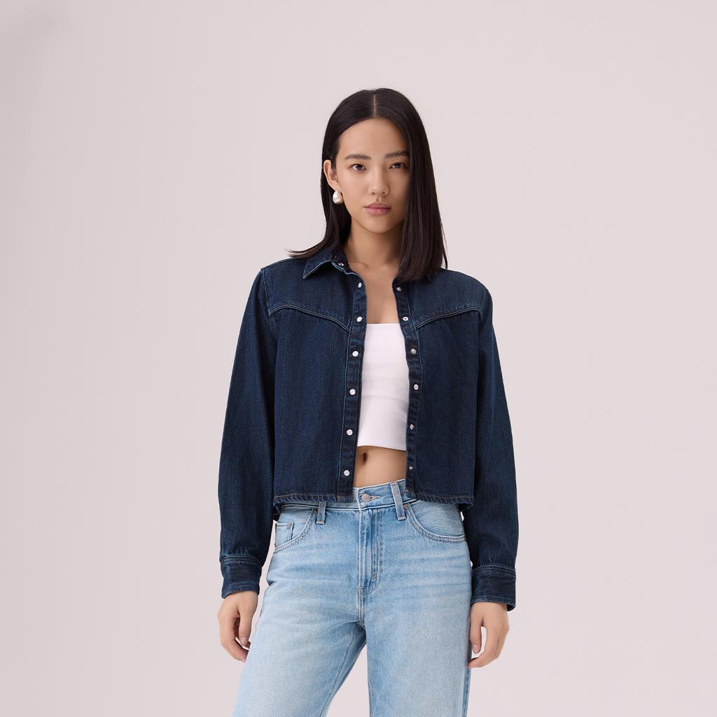 Levis Vintage Soft Casual Comfortable Pointed Collar Denim Long Sleeve Shirt Women shirts 005DW-0000